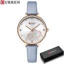 CURREN Uhren Damenmode Leder Quarz Armbanduhr Charming Strass Weibliche Uhr Zegarki Damskie