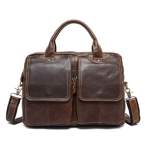 WESTAL Men&#39;s Bag Genuine Leather Men&#39;s Briefcases Laptop Bag Leather Totes for Document Office Bags for Men Messenger Bags 8002