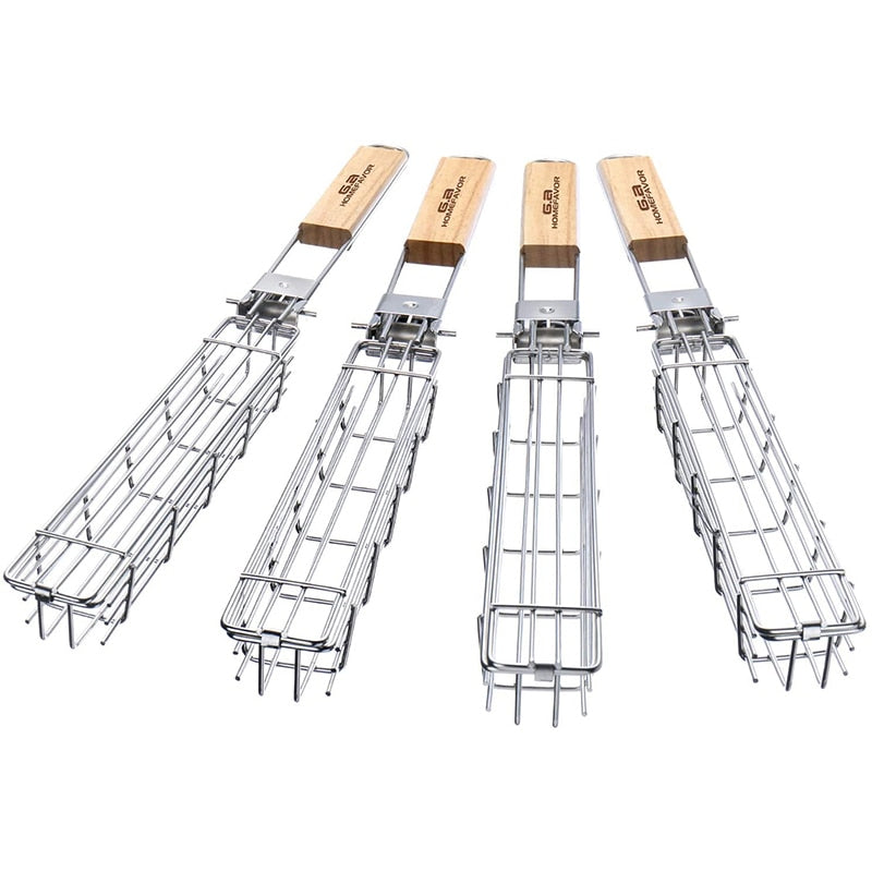 BBQ Ribs Rack for Grill Stainless Steel Barbecue Basket Shelf Factory Customized Cooking Net Outdoor BBQ Accessories