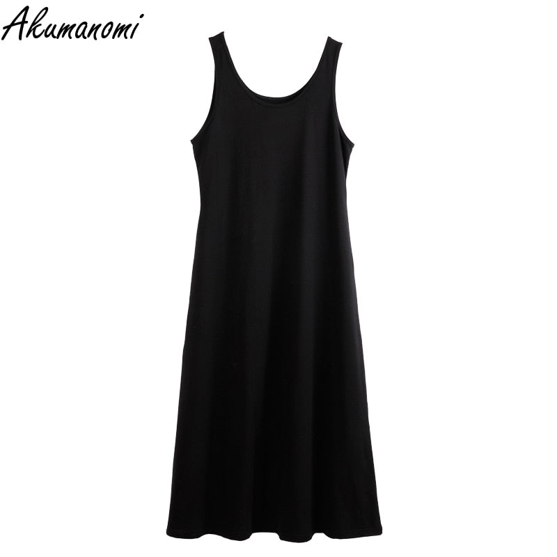 cotton tank dresses women clothes plus size 10xl 9xl 8xl 7xl 6xl 5xl 4xl 3xl xxl a-line long maxi oversized dress black Khaki