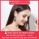 BeaQueen Luxus Königsblau Wassertropfen CZ Kristall Frauen Hochzeitsschmuck Lange Brautohrringe mit klarem Zirkonia E081