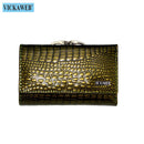 VICKAWEB Mini Damen Geldbörsen Alligator Hasp Damen Geldbörsen Geldbörse Damenmode Kurze Echtleder Geldbörse Damen Kleine Geldbörse