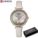 CURREN Uhren Damenmode Leder Quarz Armbanduhr Charming Strass Weibliche Uhr Zegarki Damskie