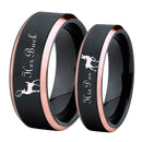 Hirsch Familie Wolfram Ring Elk Design Her Buck His Doe Ehering Ring Schwarz mit Rose Golden Custom Gravur personalisiert