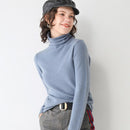 SuyaDream mujer suéteres de lana sólida 100% lana cuello alto jerseys lisos 2021 Otoño Invierno camisas de fondo prendas de punto