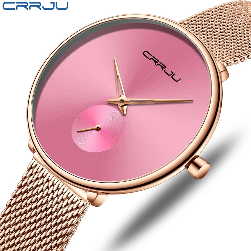 watch for women CRRJU Luxury Stylish Silm Watch Ladies Dress Wristwatch Minimalist Waterproof Quartz Cool Watches reloj mujer