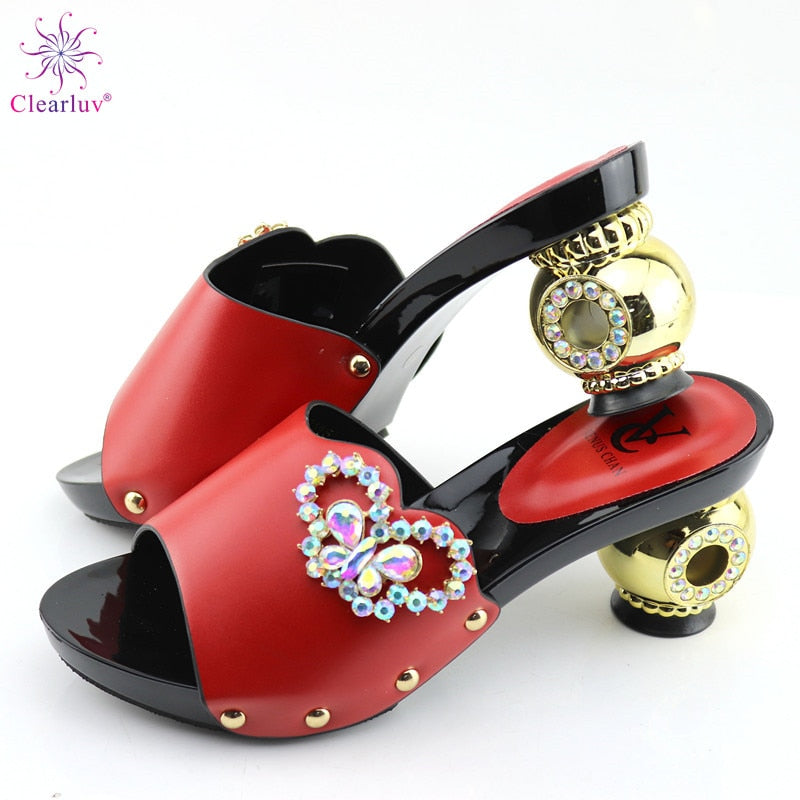 New Arrival Rhinestone Women Wedding Shoes Decorated with Rhinestone Summer High Heeled Shoes for Women Elegant Slip on Shoes