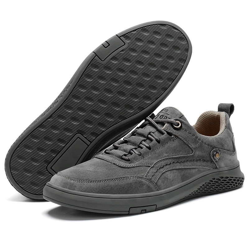 Mode Herren Schuhe Echtes Leder Loafer Atmungsaktive Schnürung bequeme Oxfords Freizeitschuhe Herren Sneakers Schuhe Größere Größe 46