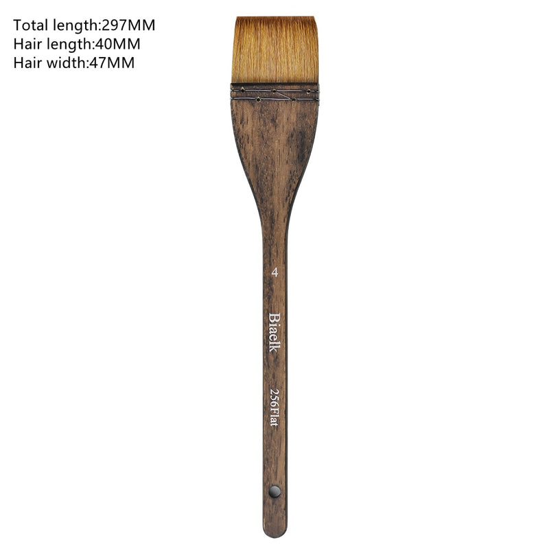 1 pieza 256 plana de alta calidad pelo de cabra mango de madera acuarela artista suministros de arte pincel de pintura