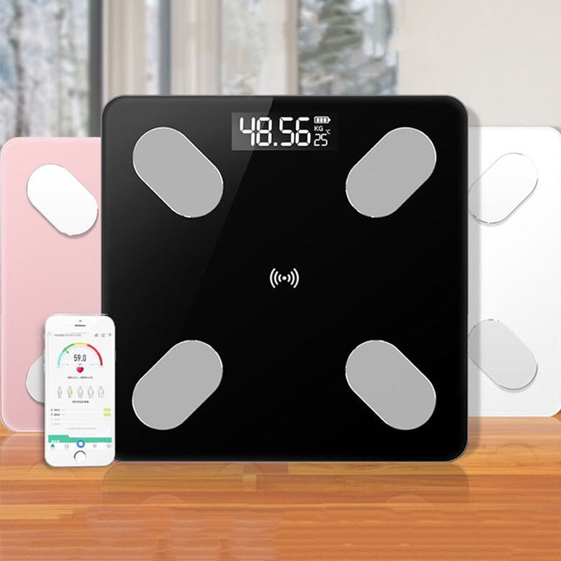 Personenwaage Körperfettwaage LED Digitale Bodengewichtswaage Intelligente BMI-Waage Balance Wireless Bluetooth APP Android IOS