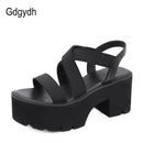Gdgydh 2022 Sommer Frauen Gladiator Sandalen Dicke Plattform High Heels Bequeme Weibliche Schuhe Gummiband Schwarze Schuhe Drop Ship