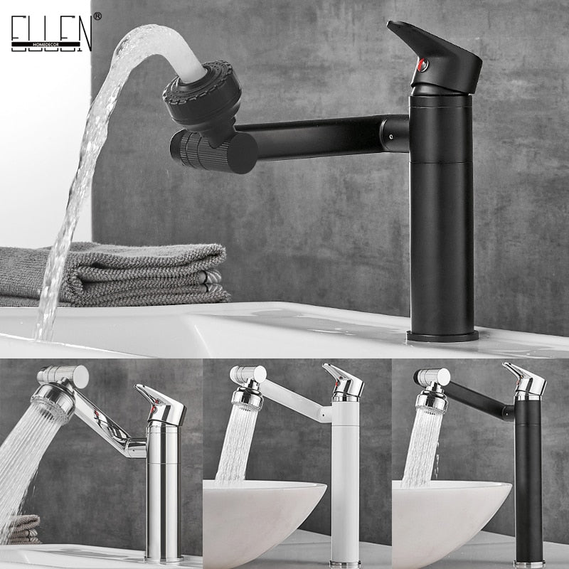 ELLEN Multifunction Bathroom Sink Faucet Hot Cold Water Mixer Crane Antique Bronze Deck Mounted Universal Water Taps EL1326