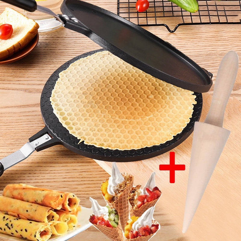 Waffles de tortilla antiadherentes con modo de rollo de huevo para hornear pasteles, utensilios para hornear de aleación de aluminio, máquina crujiente, molde para tortillas, herramienta para hornear