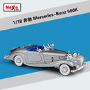 Maisto 1:18 mercedes-benz 500K Blcak coche clásico simulación aleación coche modelo colección decoración regalos juguete