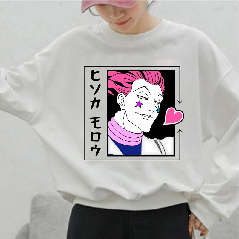 Hunter X Hunter Killua cuello redondo tema candente Tops camisas sudaderas con capucha para mujeres jerséis con estampado de Anime Harajuku mujeres sudaderas Tops