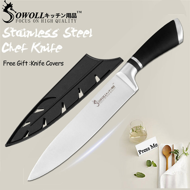 SOWOLL Kitchen Knives Stainless Steel Knives Paring Utility Santoku Bread Slicing Chef Chopping Knife Cooking Accessory Tools