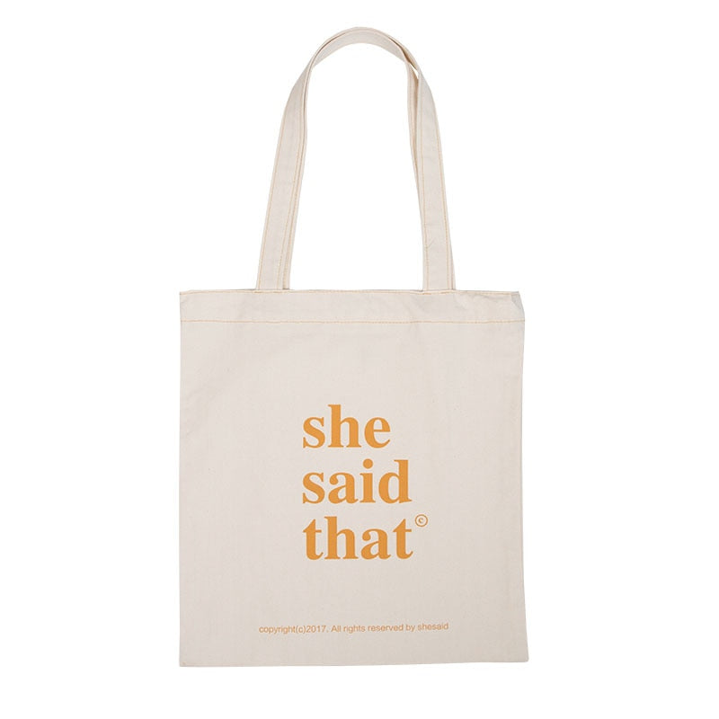 Women Canvas Shopping Bag Youth Letters Print Female Cotton Cloth Shoulder Bag Eco Handbag Tote Reusable Grocery Shopper Bags