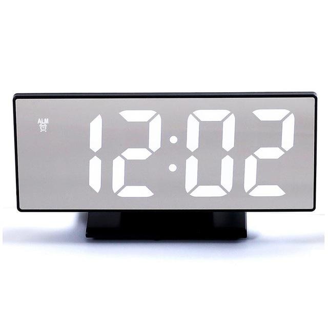 Reloj despertador Digital LED, relojes electrónicos con espejo, pantalla LCD grande multifunción, reloj de mesa Digital con calendario de temperatura