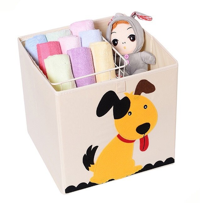 13 inch Foldable Embroidery Animal Cube Storage Box Oxford Fabric Kids Toys Organizers Bins Chest Organizer for Kids Nursery