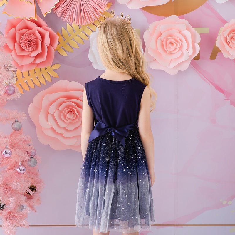 VIKITA Mädchenkleid Sommer Kindergeburtstagsfeier Ballkleider Kinder Pailletten Vestidos Kinder Elegantes Ärmelloses Kleid Mädchenkleidung