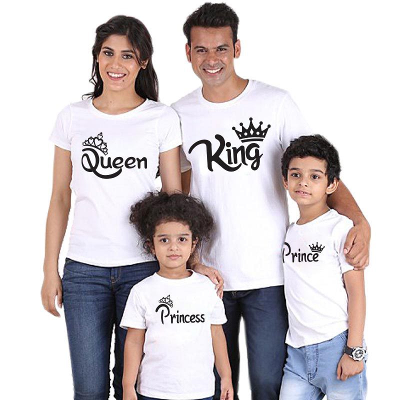 Familie passende Kleidung Baumwolle T-Shirt Vater Mutter Tochter Sohn König Königin Männer Frauen T-Shirt Groot Plus Size Sommer Top T-Shirt