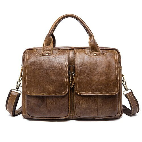 WESTAL Men&#39;s Bag Genuine Leather Men&#39;s Briefcases Laptop Bag Leather Totes for Document Office Bags for Men Messenger Bags 8002