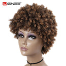 Wignee Kurzes Haar Synthetische Perücken Afro Kinky Curly Hitzebeständig für Frauen Gemischte Braune Cosplay Afrikanische Frisuren Tägliche Haarperücke