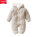 IYEAL Dicker Warmer Säuglingsbabyspielanzug Winterkleidung Neugeborenes Baby Jungen Mädchen Strickpullover Overall Mit Kapuze Kind Kleinkind Oberbekleidung