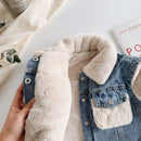 80-140 cm Winter Mädchen Jungen Dicke Warme Fleece Weste Baby Kinder Kinder Jeans Denim Weste