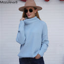 Mozuleva 2022 Herbst Winter Pullover Grundlegender warmer Pullover für Frauen weich gestrickt solide koreanische Rollkragenpullover Mode Pullover Tops