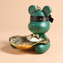 Gewalttätige Bärenstatue Ordentliche Bärenstatue mit Metalltablett Aufbewahrungsschlüssel, Süßigkeiten, Friut Home Ornaments Dekoration Tischraumdekoration