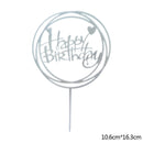 Happy Birthday Cake Topper Acryl Gold Silber Cake Flag Cupcake Topper für Jungen Mädchen Geburtstagsfeier Dekorationen Hochzeit Zubehör
