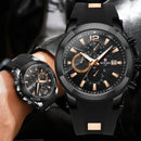 Reloj de recompensa para hombre, relojes impermeables de esfera grande de silicona, reloj de pulsera deportivo de cuarzo para hombre, cronógrafo, marca de lujo superior, reloj Masculino