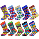 Heißer Verkauf Männer Socken 2020 Neue Bunte Geschenke für Männer Baumwolle Herren Socken Geometrische Gitter Klassische Glückliche Business Casual Socken Männer