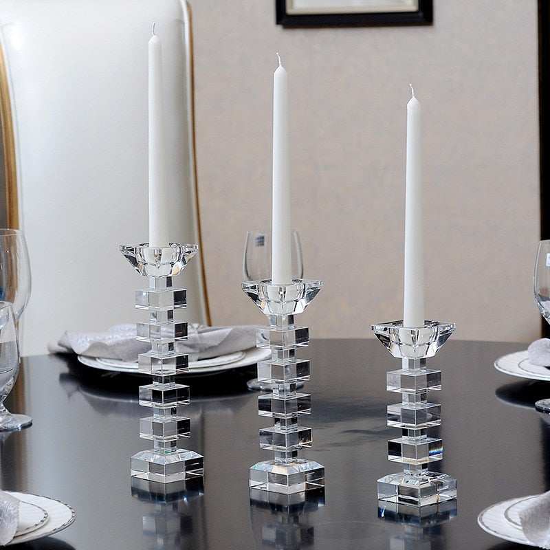 Kristallkerzenhalter im europäischen Stil, religiöser Kerzenhalter, Teelichthalter, Hochzeitsdeko, Mittelstücke, Kristallkerzenhalter
