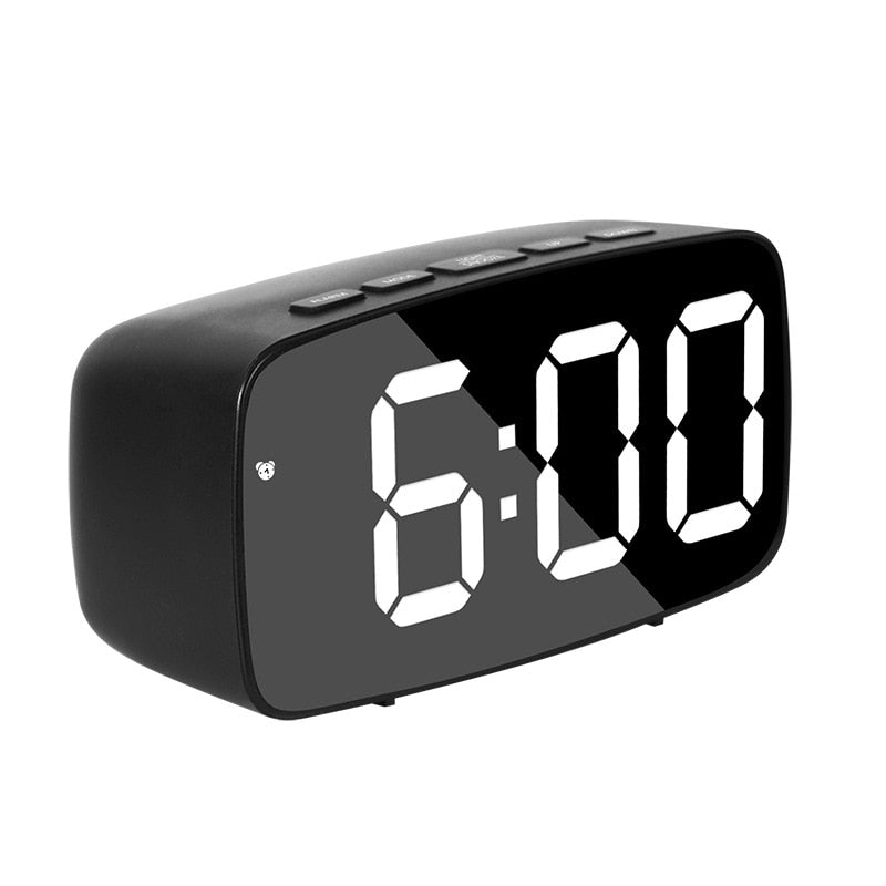 LED Mirror Screen Alarm Clock Creative Digital Clock Voice Control Snooze Time Date Temperature Display Rectangle/Round Style