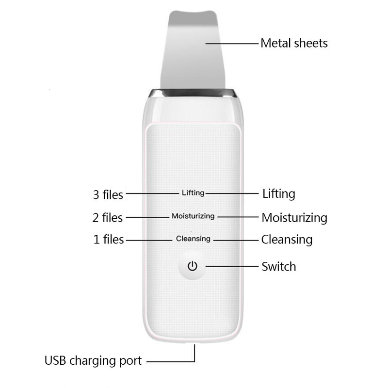 Cavitation Peeling Facial Cleaning Ultrasonic Skin Scrubber Deep Clean Ultrasonic Exfoliating Spa Scraper to Remove Blackheads