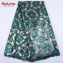 Kalume Weißer afrikanischer Tüll-Spitzenstoff Pailletten 5 Yards 2021 nigerianischer Mesh-Spitzenstoff Hohe Qualität zum Nähen von Hochzeitstüchern F1999