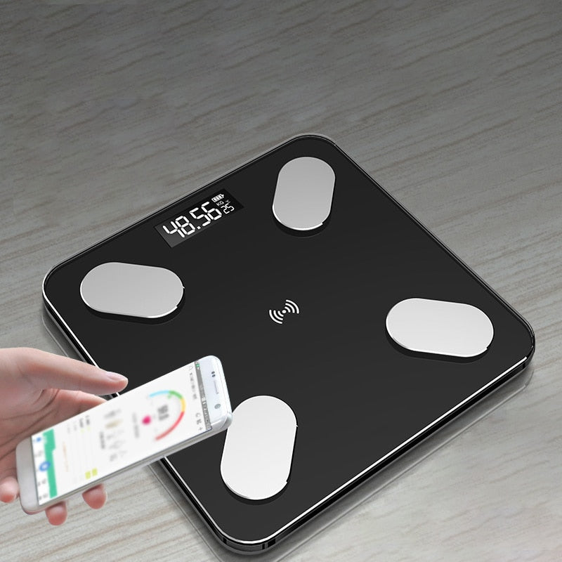 Bathroom Scales Body Fat Scale LED Digital Floor Weight Scale Smart BMI Scales Balance Wireless Bluetooth APP Android IOS