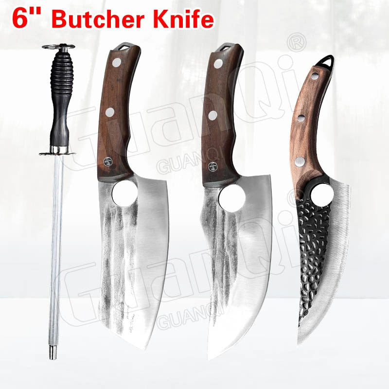 Fish Filleting Knife Stainless Steel Boning Knife Handmade Fishing Knife Kitchen Meat Cleaver Camping Cutter Chef Knives