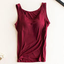 Women Built In Bra Padded Tank Top Female Modal Breathable Fitness Camisole Tops Solid Push Up Bra Vest Blusas Femininas