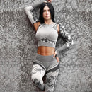 Camo Yoga-Set Damen Seamless Fitness Camouflage Gym Set High Waist Gym für Damen Leggings Atmungsaktiver Langarm-Yoga-Anzug