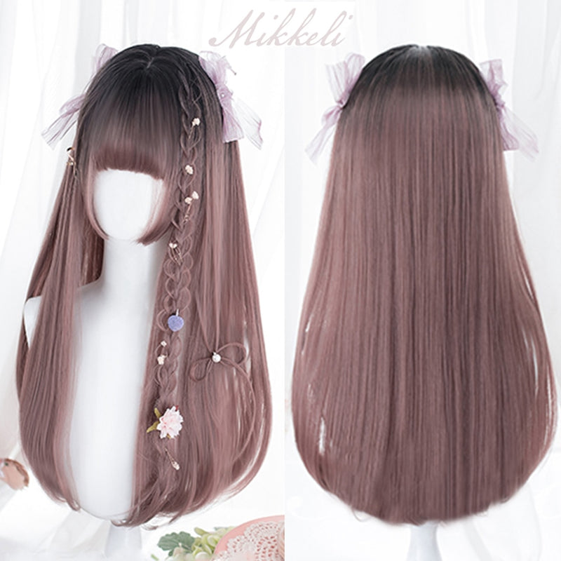 SHANGKE Synthetic Red Black Blonde White Lolita Wigs For Women Long Straight Wig With Bangs Genshin Impact Cosplay Wig