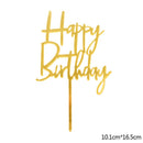 Happy Birthday Cake Topper Acryl Gold Silber Cake Flag Cupcake Topper für Jungen Mädchen Geburtstagsfeier Dekorationen Hochzeit Zubehör