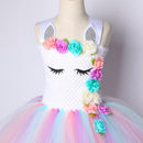 Blumenmädchen Einhorn Tutu Kleid Pastell Regenbogen Prinzessin Mädchen Geburtstag Party Kleid Kinder Kinder Halloween Einhorn Kostüm 1-14 Jahre