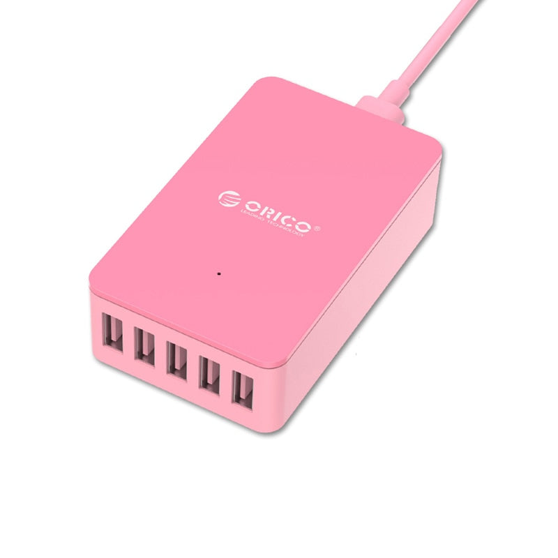 ORICO 5 puertos cargador USB 5V2.4A estación de carga de escritorio 8A 40W cargador USB para iPhone Samsung teléfono celular tableta