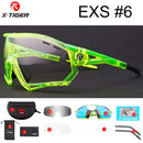 X-TIGER Photochrome Fahrradbrille 5 Linsen UV400 Mountainbike Brille Herren Outdoor Sport Fahrradbrille mit Myopie Rahmen