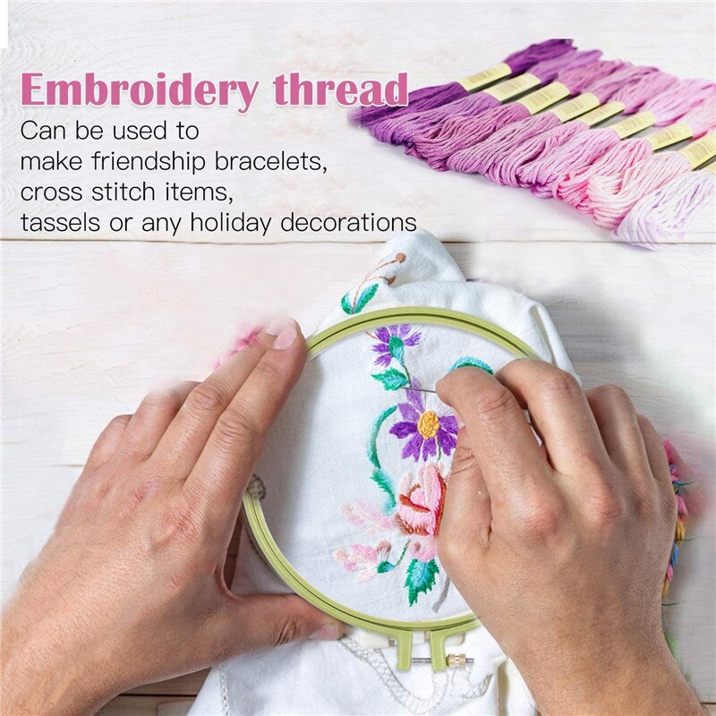 MIUSIE 156 Uds hilo de bordar DIY artesanía costura punto de cruz bordado aro tejer costura punzón aguja Kit para principiantes