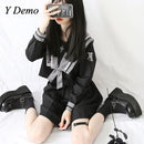 Y Demo Japanese Preppy Style Uniform Skirt Set Woman Bow Shirt A-Line Skirt Suit Harajuku Techwear