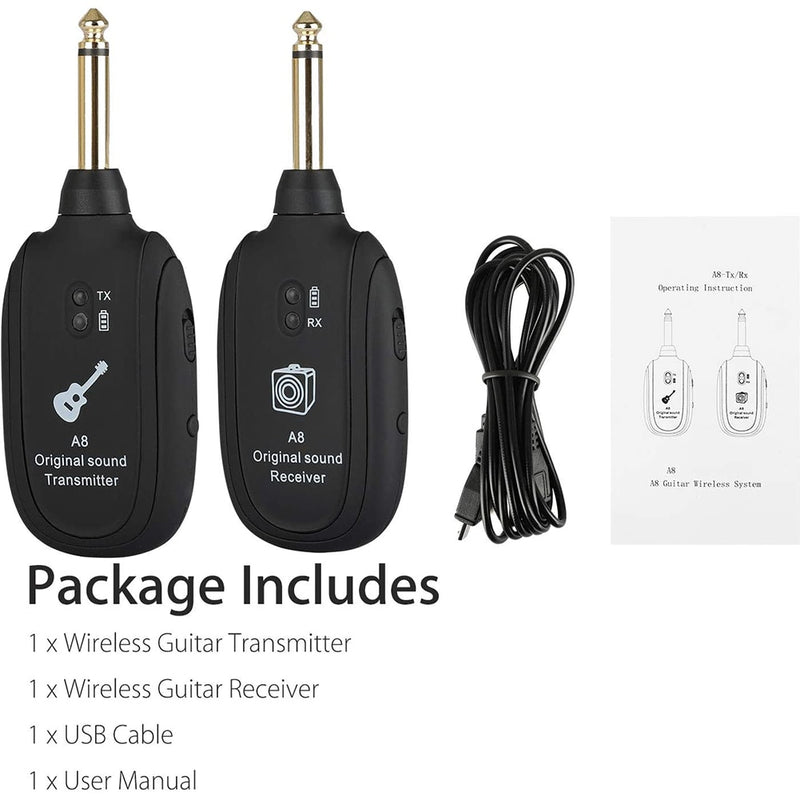 Guitar Wireless System Transmitter Receiver Built-In Rechargeable Wireless Guitar Transmitter Guitar Transmitter Accessory